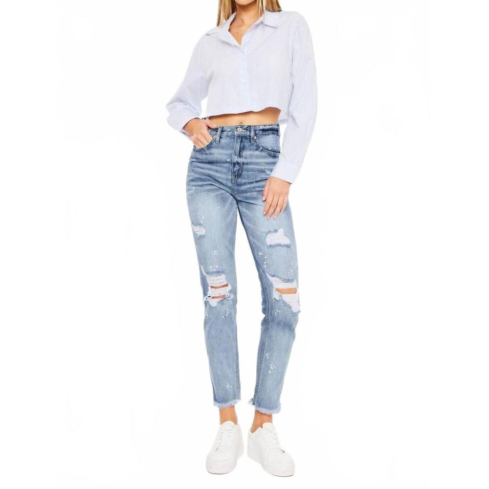 NEW KANCAN women's high rise slim straight jeans in grey